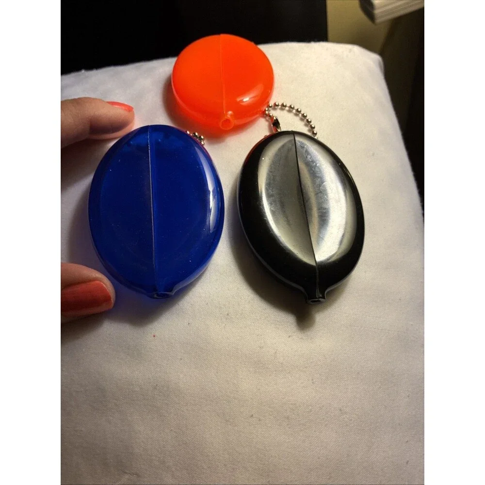 Oval Squeeze Coin Purse 2x3 Inches Lot Of 3 Portable Rubber Coin Holder